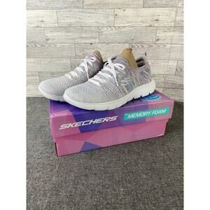 SKECHERS WOMEN'S Summits Space Dye Fixed Lace Sneakers Light Gray Size 7 Nee Box